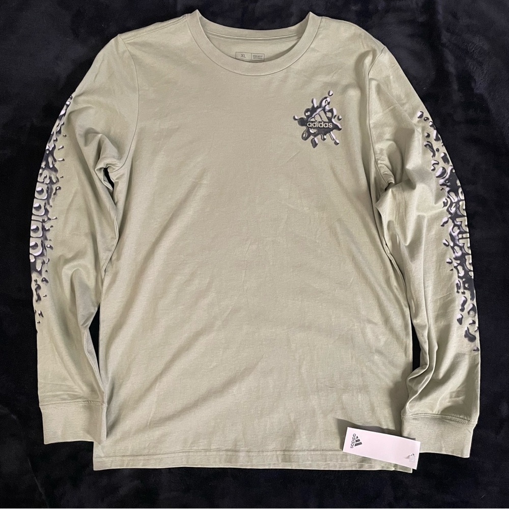 Adidas Green Long Sleeve Tee with Sleeve Design